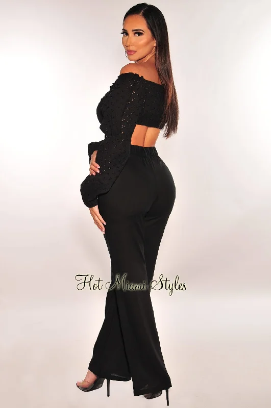 black-peasant-tie-up-long-sleeve-high-waist-palazzo-pant-two-piece-set