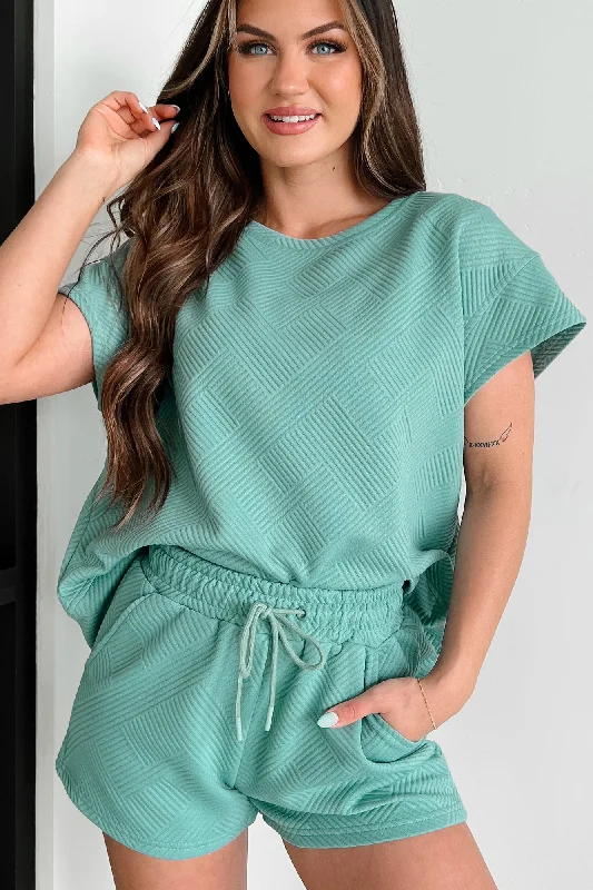 Cool & Collected Oversized Geometric Top (Sage)