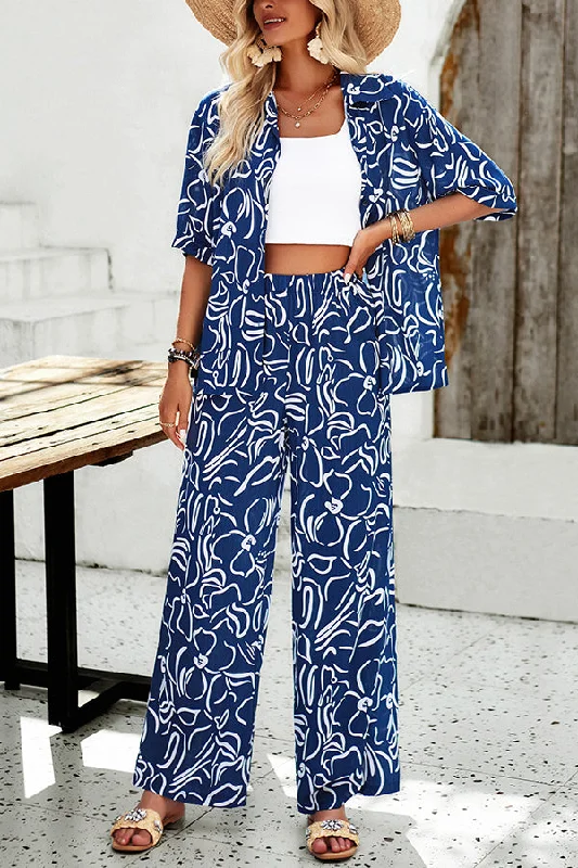 irregular-printed-button-pocket-long-sleeved-shirt-and-elastic-waist-pants-set