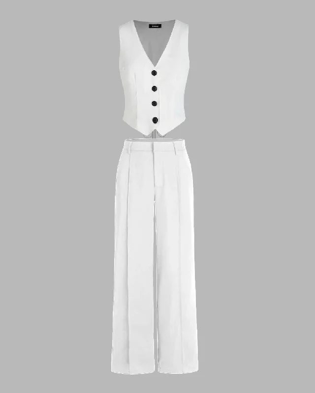 Matching Set of Vest Coat and Trousers in In White