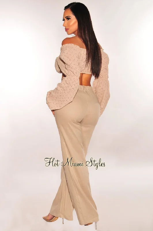 taupe-peasant-tie-up-long-sleeve-high-waist-palazzo-pant-two-piece-set