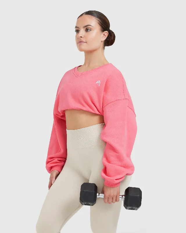 All Day Lightweight Oversized V-Neck Sweatshirt | Amplify Pink