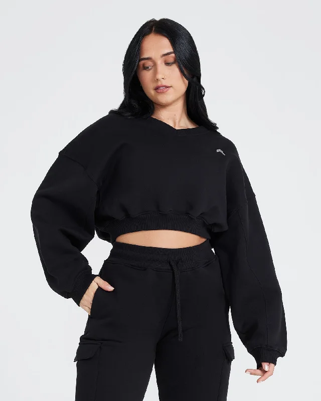 All Day Oversized V-Neck Sweatshirt | Black