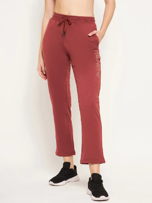 Msecret Logo Print Dark Rust Track Pants