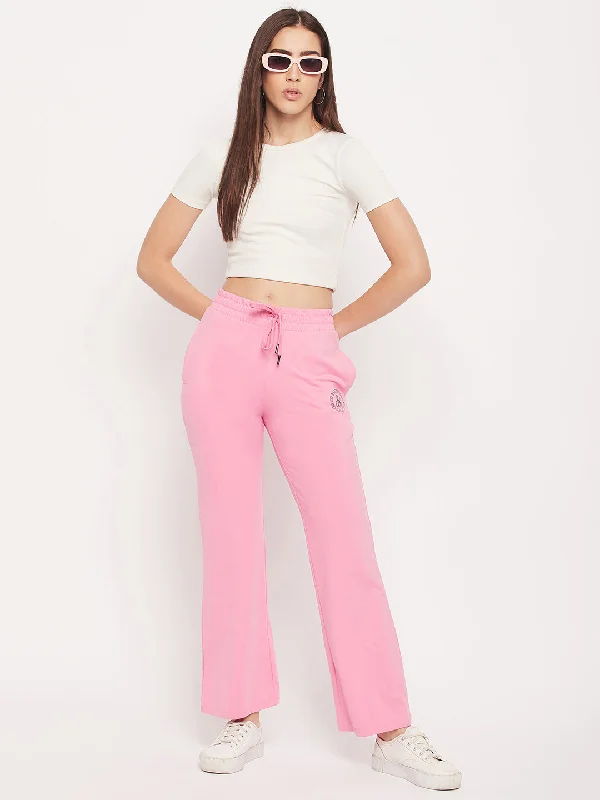 Msecret Pink Cotton Flared  Trackpants