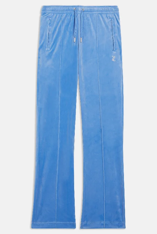 WASHED BLUE DENIM VELOUR DIAMANTE TRACKSUIT BOTTOM