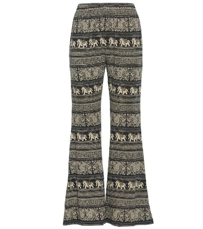 Yak & Yeti Elephant Print Yoga Pants Black/Beige