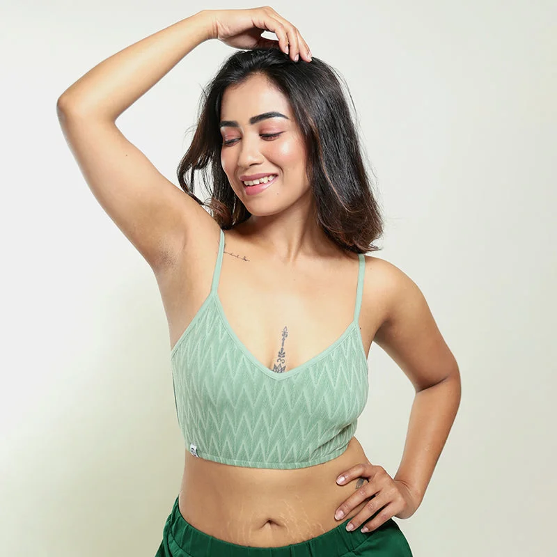 Organic Cotton Bralette | Chevron | Green