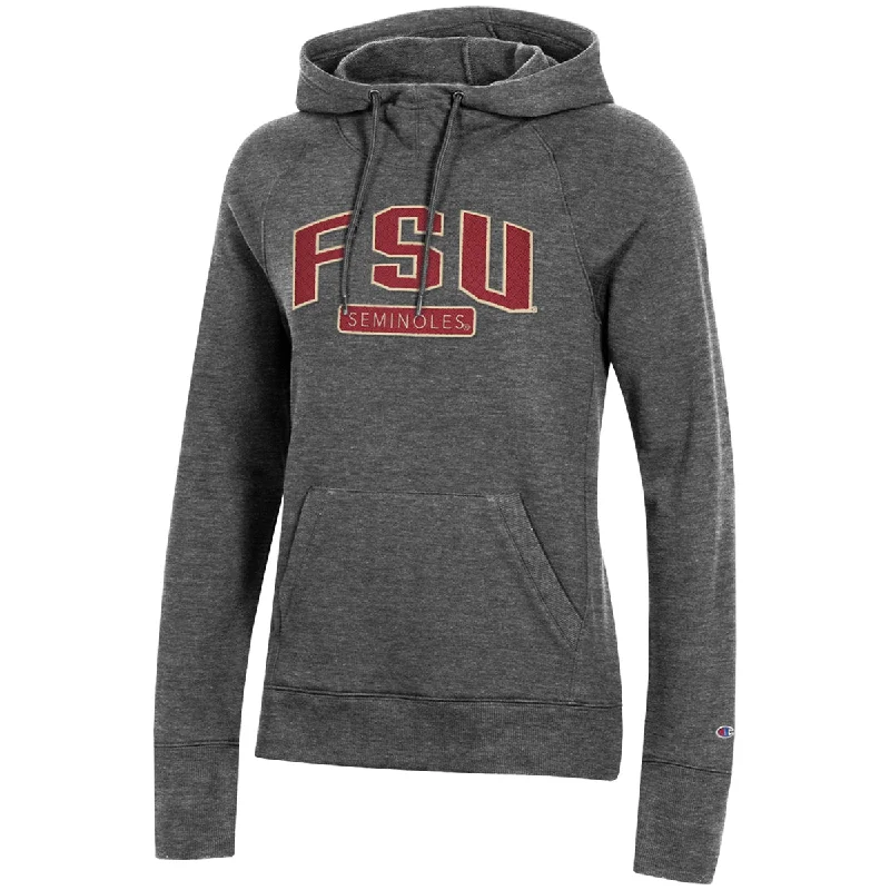 Champion Women's FSU Seminoles Applique Design Hooded University Fleece - Granite