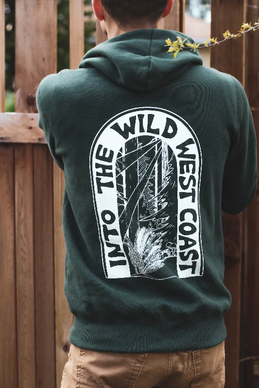 WILD WEST COAST Unisex Zip Up Eco Hoodie - Forest Green