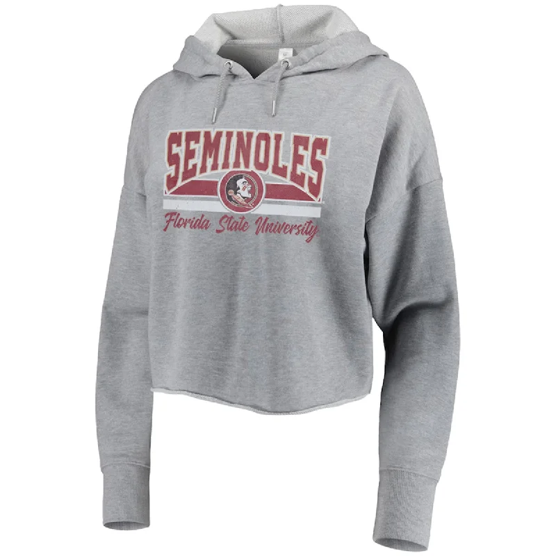 ZooZatz Women's Seminoles/Seminole Logo Florida State University Crop Hood - Grey