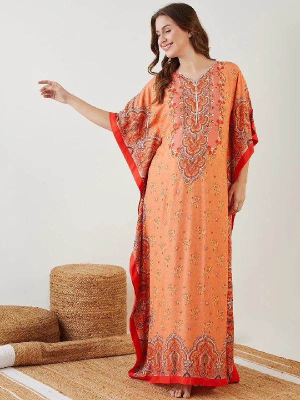 Peach Flora Maternity and Nursing Kaftan