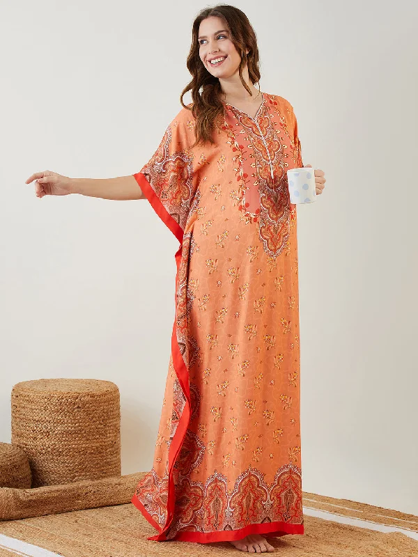 Peach Flora Maternity and Nursing Kaftan