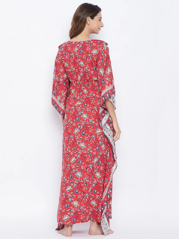 Red Paisley and Floral Maternity Nightdress