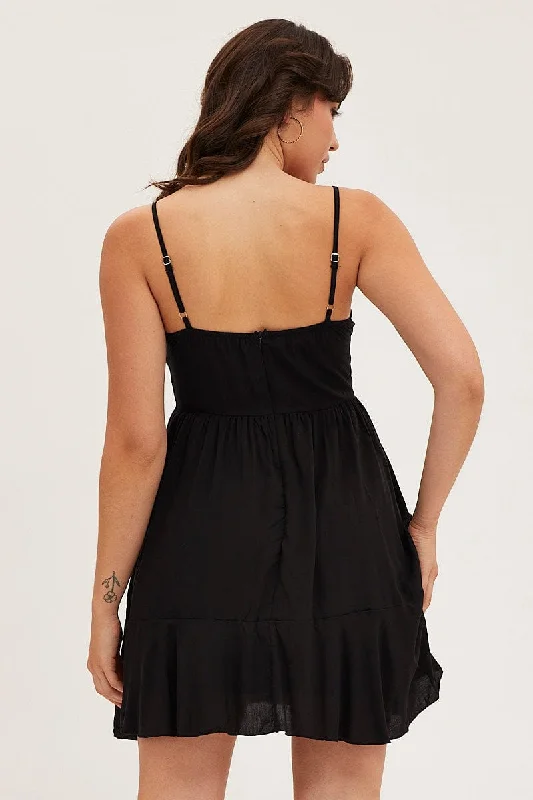 Black Chiffon Skater Dress