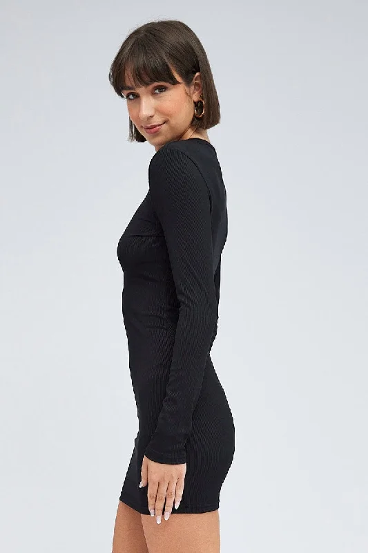 Black Dress Long sleeve Crew neck