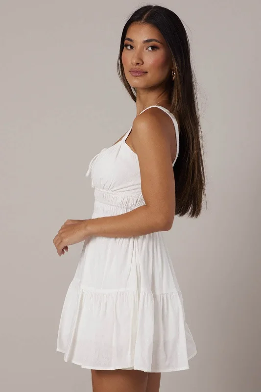 White Fit And Flare Dress Sleeveless