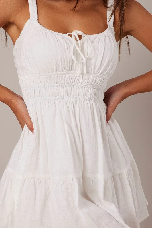 White Fit And Flare Dress Sleeveless