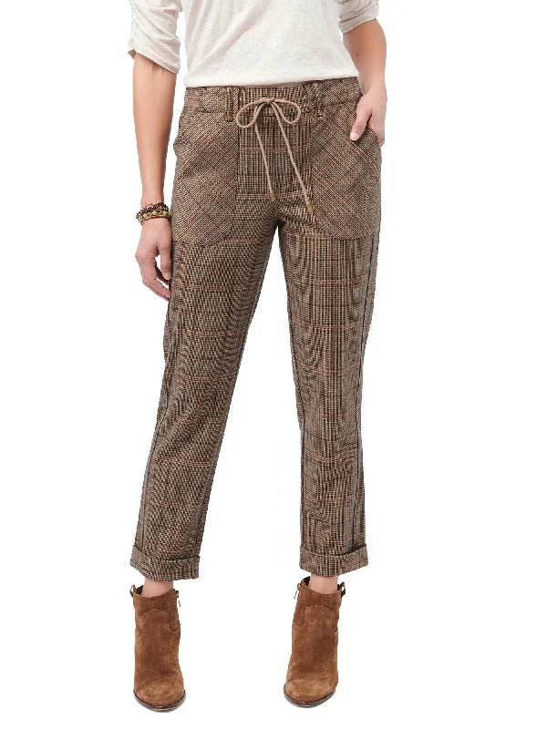 ""Ab""leisure High Rise Plaid Ponte Knit Utility Roll Cuff Pant