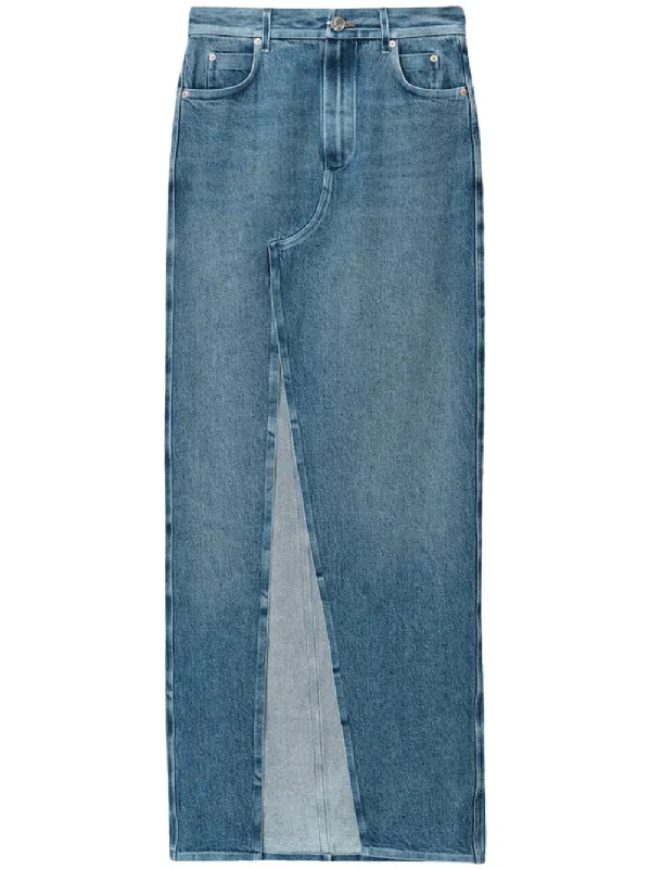 Bonded Long Crossover Skirt In Denim