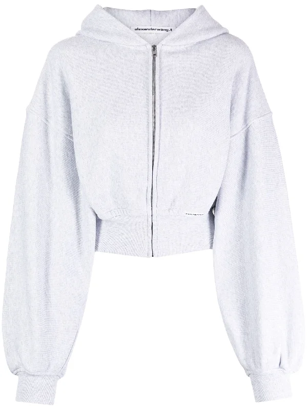 Cropped Zip Up Hoodie In Classic Terry