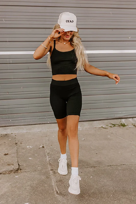 Always On The Move High Waist Ribbed Biker Shorts