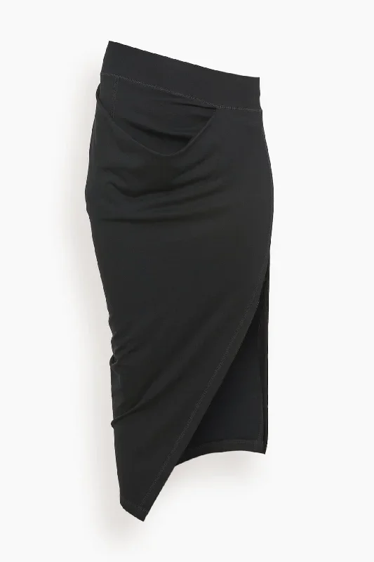 Asymmetric Draped Skirt in Black