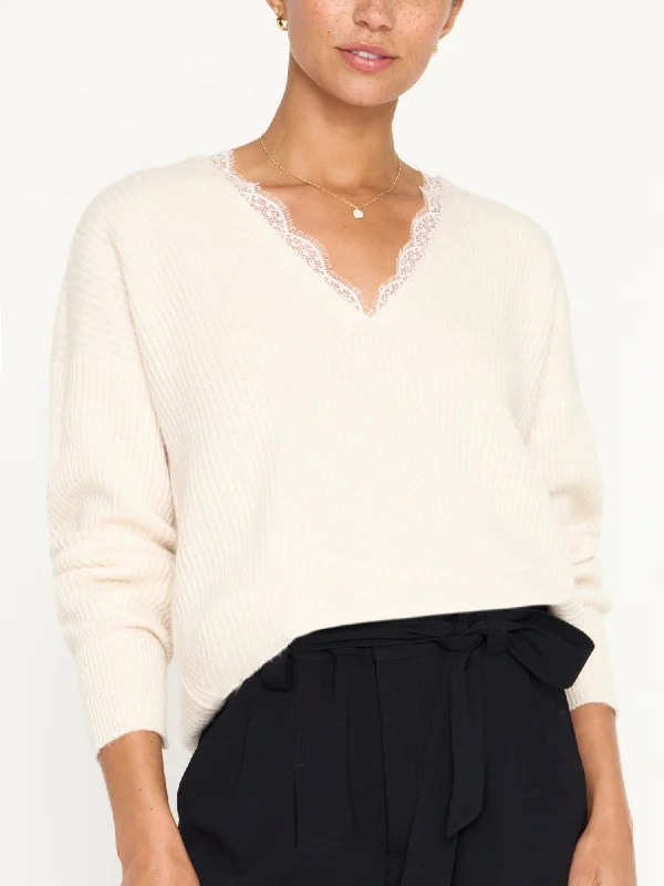 The Ava Lace V Neck Sweater