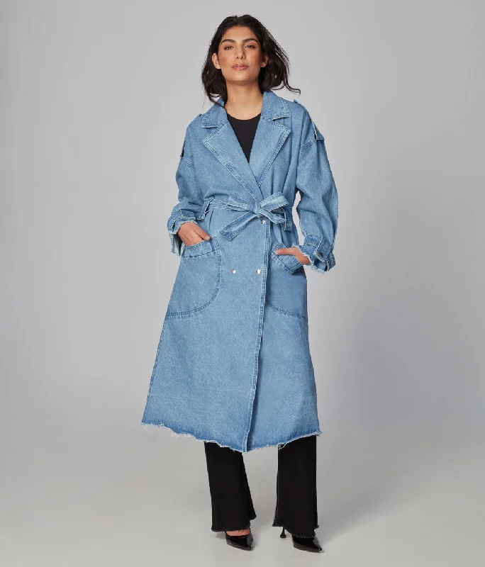 AVERY-PB  Denim Trench Coat