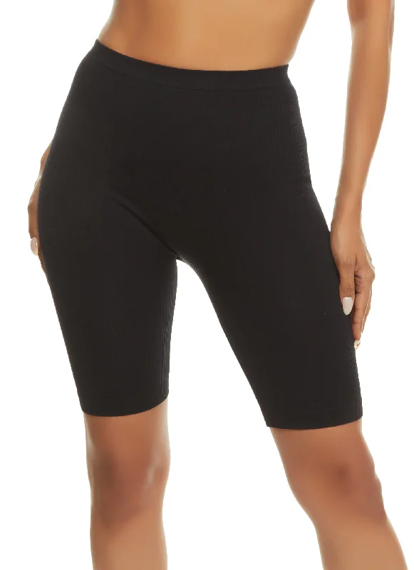 Basic Seamless Ribbed High Waist Biker Shorts