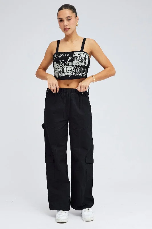 Black Cargo Pants Wide Leg