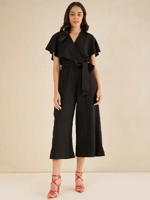 Black Kimono Wrap Jumpsuit