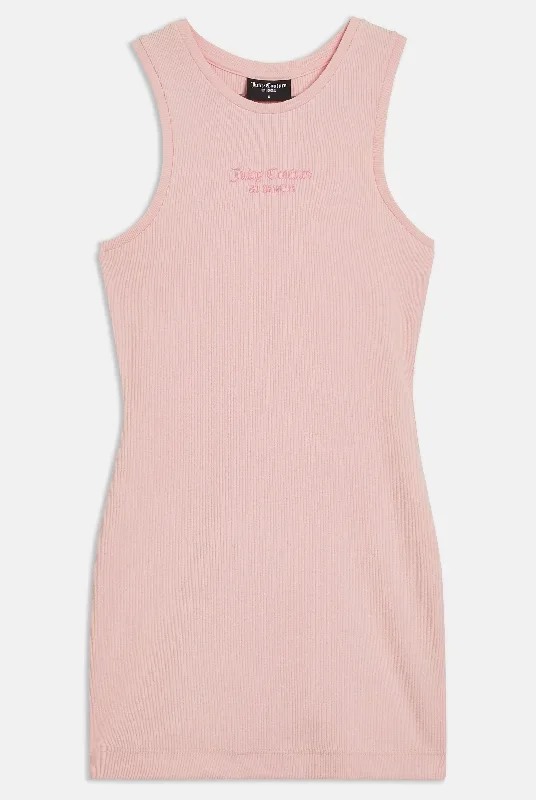 CANDY PINK RIB JERSEY DRESS