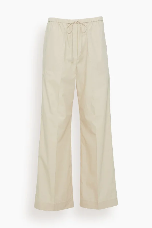 Cotton Drawstring Trousers in Stone