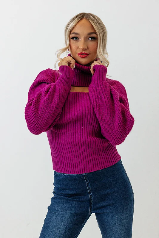 Cozy Paradise Cut Out Sweater In Violet