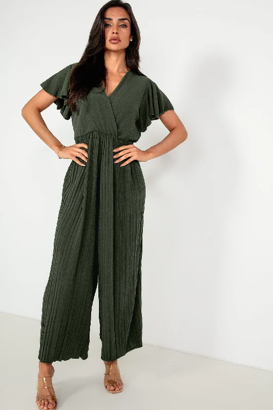 dee-khaki-pleated-wide-leg-jumpsuit