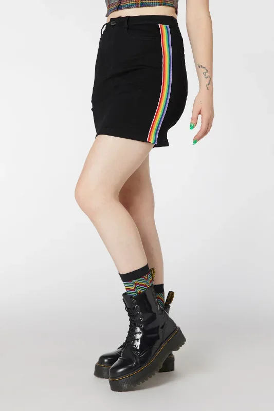 Denim Rainbow Mini Skirt