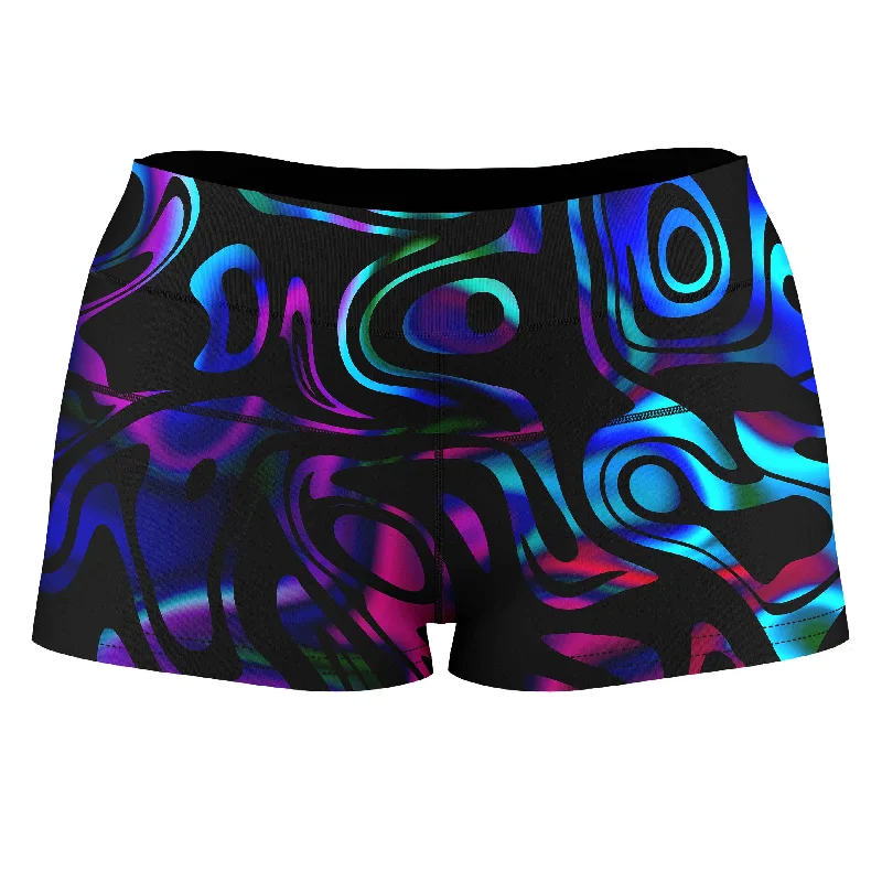 Dynamic Blues High-Waisted Women's Shorts