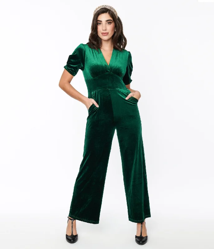 Emerald Green Velvet Jumpsuit