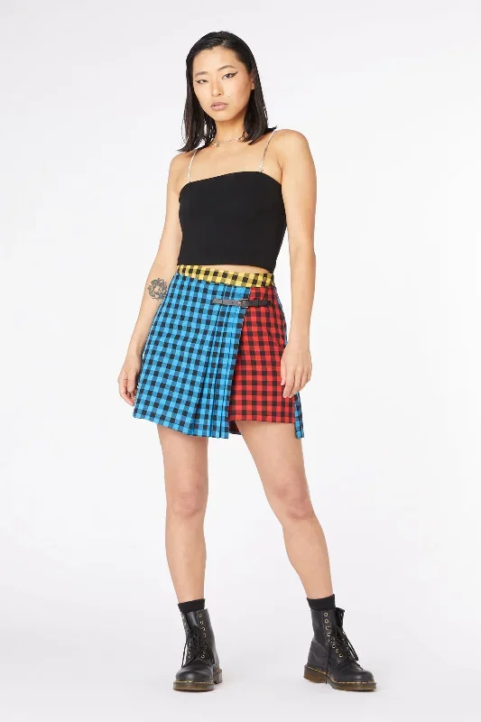 Festive Gingham Cotton Skort