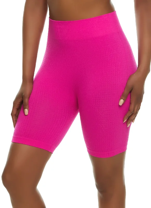 Seamless Textured Knit Biker Shorts