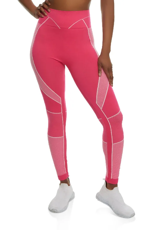 Two Tone Contrast Trim Seamless Leggings