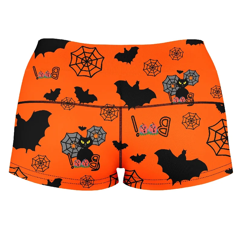 halloween-black-cats-high-waisted-womens-shorts