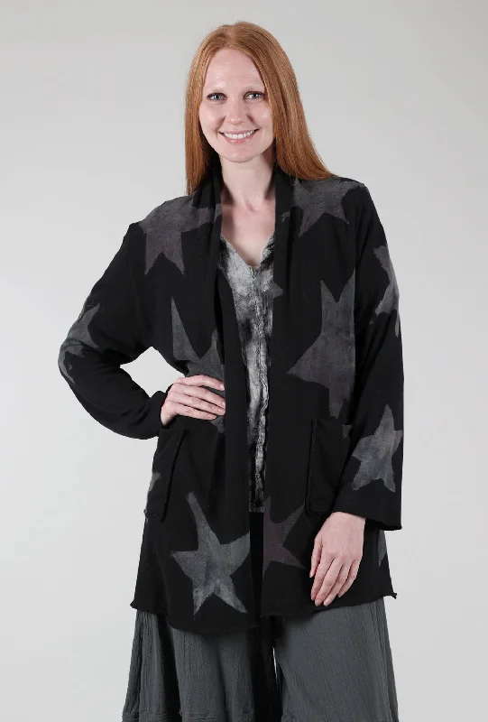 Cozy Shawl Stars Cardie, Black