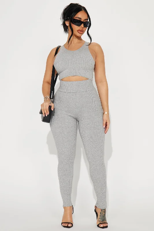 Janet Snatched Leggings - Heather Grey