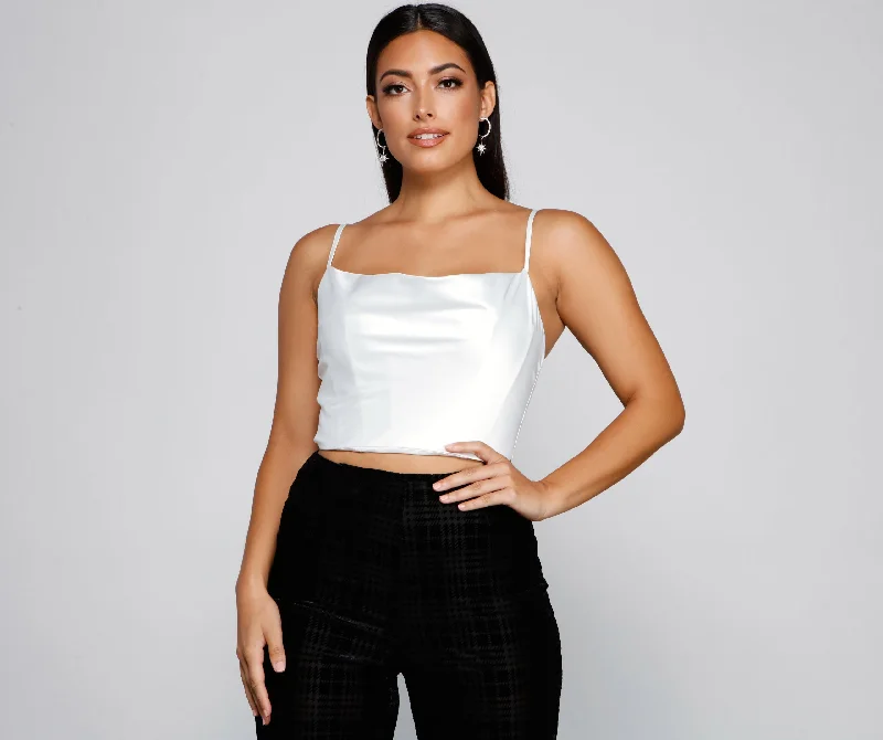 Love Note Satin Cowl Crop Top