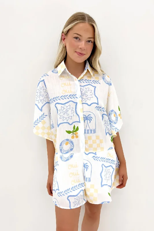 Lucia Playsuit Blue Yellow Holiday