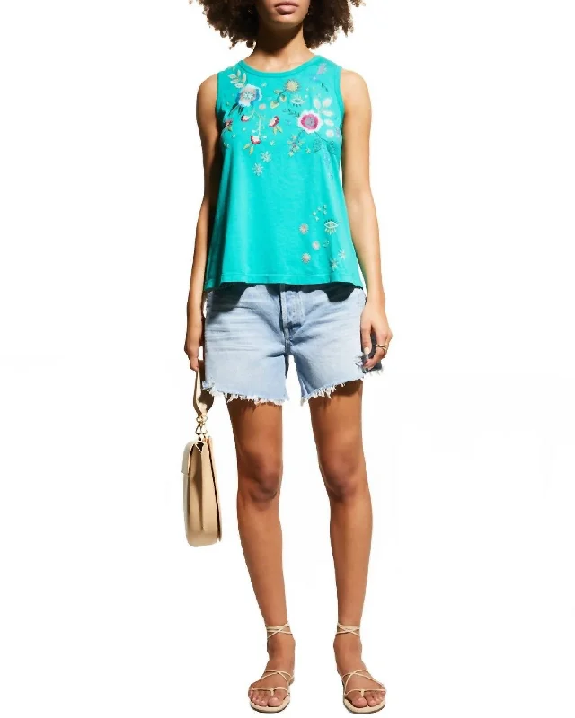 Matrine Knit Tank In Tropical Teal