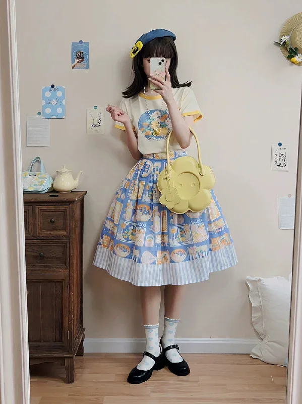 Miss Point~Daisy Lemon~Kawaii Lolita Lemon Print Skirt Customized