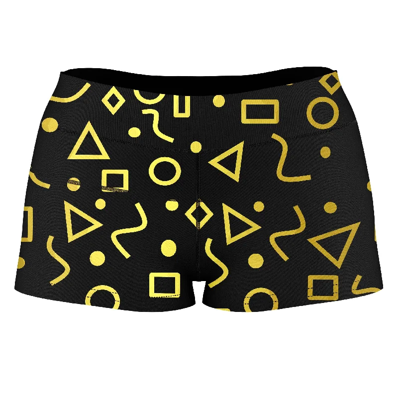 Mod Gold Shapes High-Waisted Women's Shorts